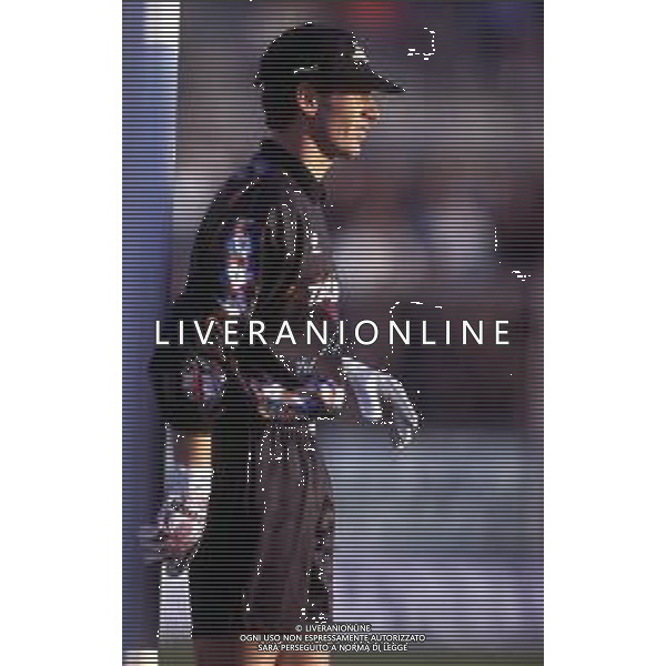 RETROSPETTIVA FABRIZIO FERRON CALCIATORE NELLA FOTO FABRIZIO FERRON CON LA MAGLIA DELL\'ATALANTA CALCIO AG ALDO LIVERANI SAS