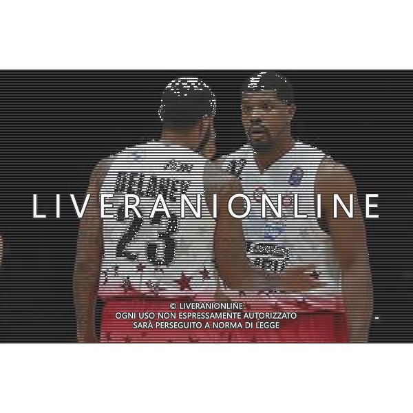 BOLOGNA 20/09/2021 Basket -Discovery + Supercoppa 2021 - Semifinale - Happy Casa Brindisi vs AIX Armani Exchange Milano - nella foto: Hines Kyle(AX Armani Exchanghe Olimpia Milano) Delaney Malcom(AX Armani Exchanghe Olimpia Milano) ©Claudio Zamagni/Agenzia Aldo Liverani