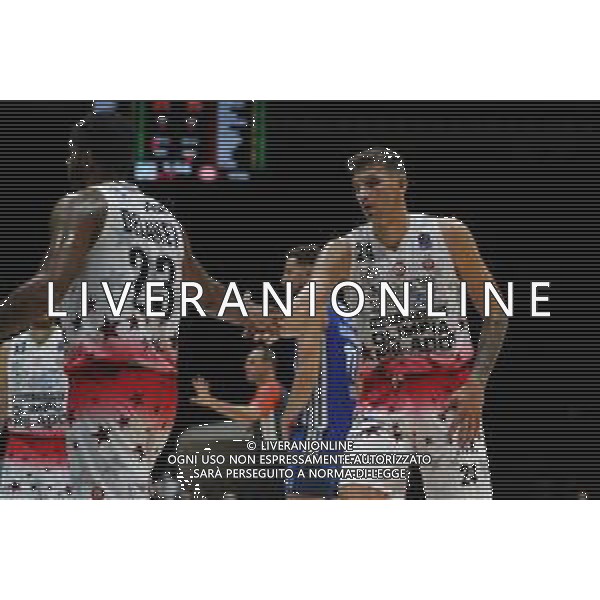 BOLOGNA 20/09/2021 Basket -Discovery + Supercoppa 2021 - Semifinale - Happy Casa Brindisi vs AIX Armani Exchange Milano - nella foto: Esultanza Delaney Malcom(AX Armani Exchanghe Olimpia Milano) Mtoglou Kostas (AX Armani Exchanghe Olimpia Milano) ©Claudio Zamagni/Agenzia Aldo Liverani