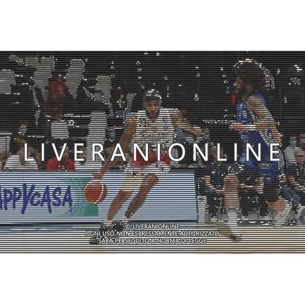 BOLOGNA 20/09/2021 Basket -Discovery + Supercoppa 2021 - Semifinale - Happy Casa Brindisi vs AIX Armani Exchange Milano - nella foto: Delaney Malcom(AX Armani Exchanghe Olimpia Milano) Perkins Josh (Happy Casa Brindisi) ©Claudio Zamagni/Agenzia Aldo Liverani