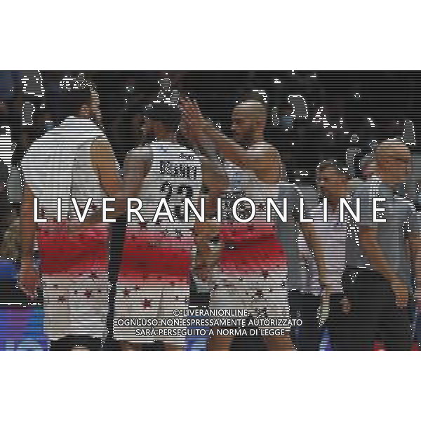 BOLOGNA 20/09/2021 Basket -Discovery + Supercoppa 2021 - Semifinale - Happy Casa Brindisi vs AIX Armani Exchange Milano - nella foto: Esultanza finale olimpia ©Claudio Zamagni/Agenzia Aldo Liverani