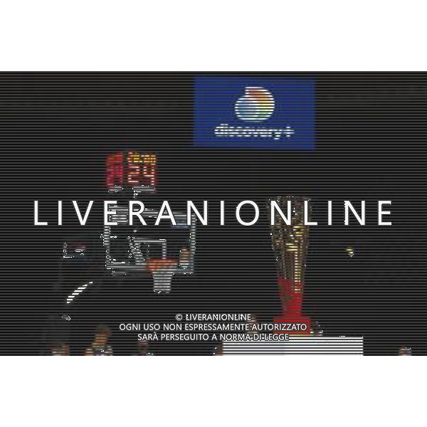 BOLOGNA 21/09/2021 Basket -Discovery + Finale Supercoppa 2021 - AIX Armani Exchange Milano vs Segafredo Virtus Bologna - nella foto: il trofeo della supercoppa di basket 2021 ©Claudio Zamagni/Agenzia Aldo Liverani