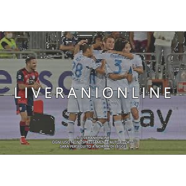 22-9-2021. Cagliari Calcio - Empoli F.C.. 5° giornata Serie A calcio 2021-2022. Italia, Sardegna, Cagliari, Stadio Unipol Domus. Salvatore Moi/Aldo Liverani s.a.s. Nella foto: gol ed esultanza di Federico Di Francesco Empoli, in trasferta contro Cagliari, 0-1 ©MOI/AGENZIA ALDO LIVERANI SAS