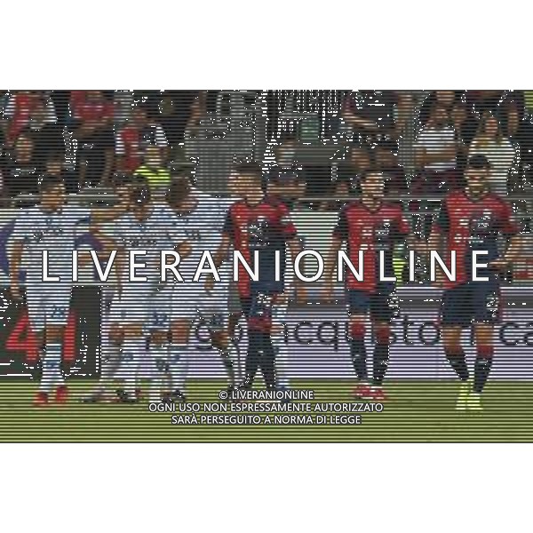 22-9-2021. Cagliari Calcio - Empoli F.C.. 5° giornata Serie A calcio 2021-2022. Italia, Sardegna, Cagliari, Stadio Unipol Domus. Salvatore Moi/Aldo Liverani s.a.s. Nella foto: gol ed esultanza di Federico Di Francesco Empoli, in trasferta contro Cagliari, 0-1 ©MOI/AGENZIA ALDO LIVERANI SAS