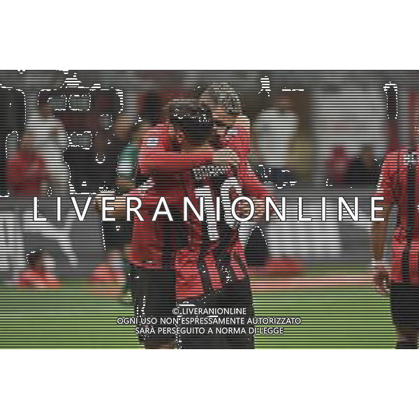 Theo Hernandez (Milan) e Brahim Diaz (Milan) esultano dopo il gol dell\'1 a 0 Milan vs Venezia Campionato Serie A TIM - 5a giornata Milano 22-09-2021 Stadio Giuseppe Meazza - San Siro foto Roberto Garavaglia/ag. Aldo Liverani sas /AGENZIA ALDO LIVERANI SAS