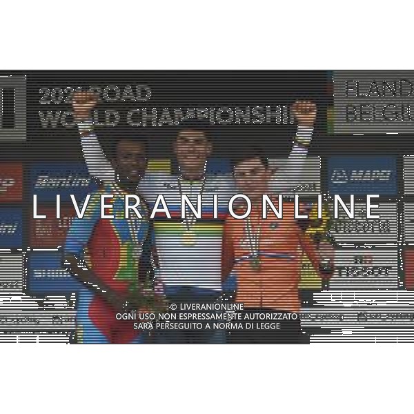 24-09-2021 World Championships U23; 2021, Colpack - Ballan; 2021, Eritrea; 2021, Olanda; Baroncini, Filippo; Ghirmay Hailu, Biniam; Kooij, Olav; Leuven; FOTO STEFANO SIROTTI-AG ALDO LIVERANI SAS