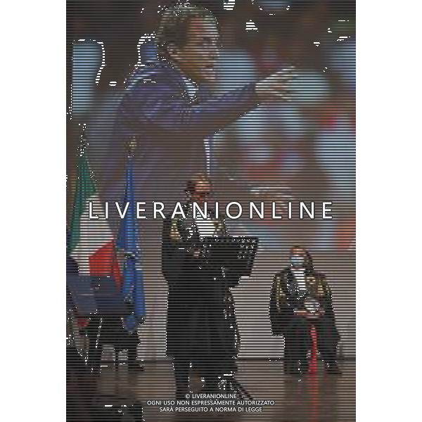 URBINO 27/09/2021 Laurea ad Honoris Causa al Tecnico della Nazionale Italiana di Calcio Roberto Mancini - nella foto: mister roberto mancini sul palco mister roberto mancini sul palco ©Claudio Zamagni/Agenzia Aldo Liverani