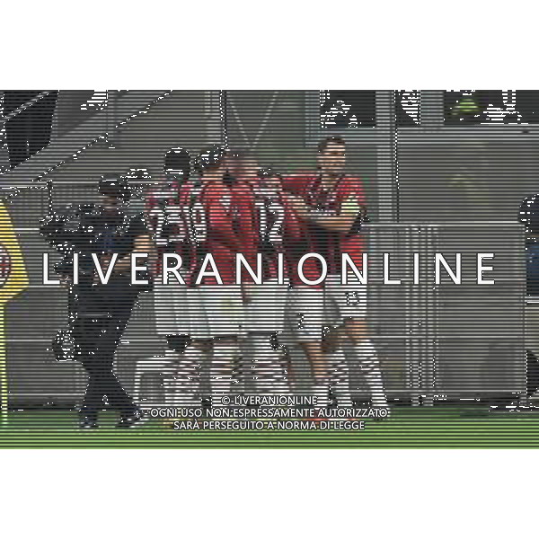 esultanza Milan dopo il gol dell\'1 a 0 Rafael Leao Milan vs Atletico Madrid UEFA Champions League fase a gironi 2a giornata - gruppo B Milano 28-09-2021 Stadio Giuseppe Meazza - San Siro foto Roberto Garavaglia/ag. Aldo Liverani sas /AGENZIA ALDO LIVERANI SAS
