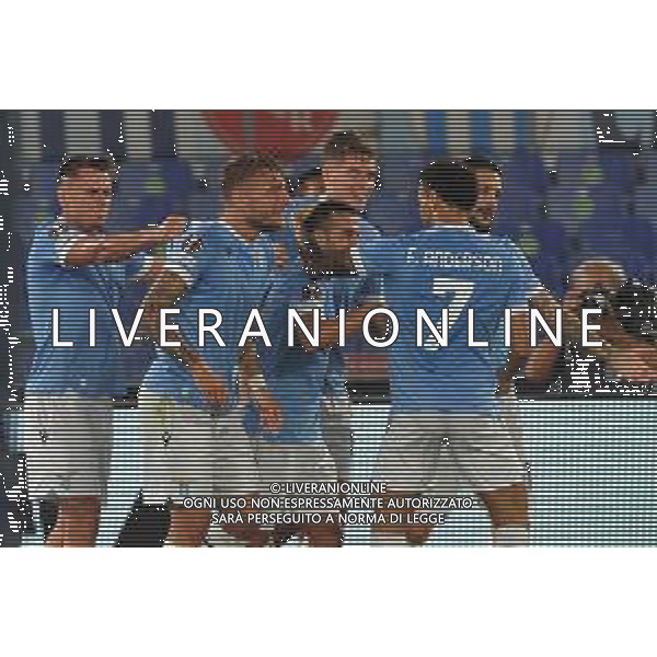 Lazio vs Lokomotiv Mosca Europa League - 2 giornata Stadio Olimpico - Roma 30-09-2021 nella foto Esultanza Lazio dopo Gol Toma Basic ©Federico Gaetano/AGENZIA ALDO LIVERANI SAS