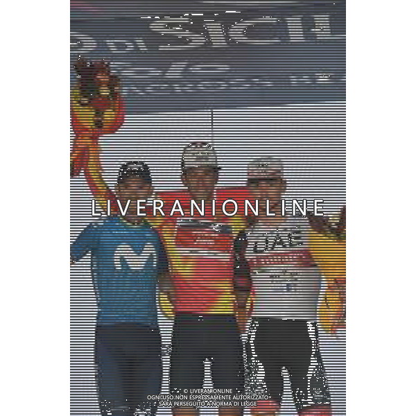 01-10-2021 Giro Di Sicilia; Tappa 04 Sant\'agata Di Militello - Mascali; 2021, Trek - Segafredo; 2021, Movistar; 2021, Uae - Emirates; Nibali, Vincenzo; Valverde, Alejandro; Covi, Alessandro; Mascali; ©SIROTTI/AGENZIA ALDO LIVERANI SAS