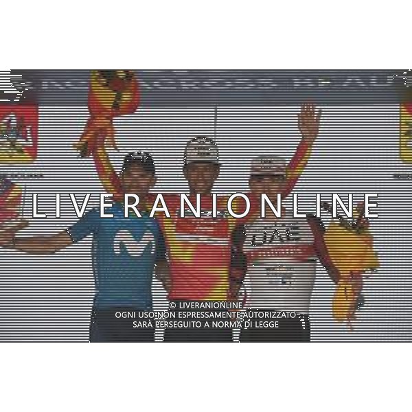 01-10-2021 Giro Di Sicilia; Tappa 04 Sant\'agata Di Militello - Mascali; 2021, Trek - Segafredo; 2021, Movistar; 2021, Uae - Emirates; Nibali, Vincenzo; Valverde, Alejandro; Covi, Alessandro; Mascali; ©SIROTTI/AGENZIA ALDO LIVERANI SAS