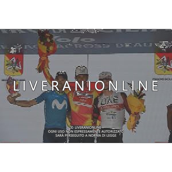 01-10-2021 Giro Di Sicilia; Tappa 04 Sant\'agata Di Militello - Mascali; 2021, Trek - Segafredo; 2021, Movistar; 2021, Uae - Emirates; Nibali, Vincenzo; Valverde, Alejandro; Covi, Alessandro; Mascali; ©SIROTTI/AGENZIA ALDO LIVERANI SAS