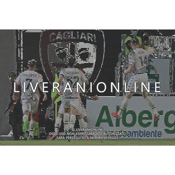 1-10-2021. Cagliari Calcio - Venezia F.C. 7° giornata Serie A calcio 2021-2022. Italia, Sardegna, Cagliari, Stadio Unipol Domus. Salvatore Moi/Aldo Liverani s.a.s. Nella foto: gol ed esultanza di Gianluca Busio Venezia contro cagliari in trasferta, 1-1. ©MOI/AGENZIA ALDO LIVERANI SAS