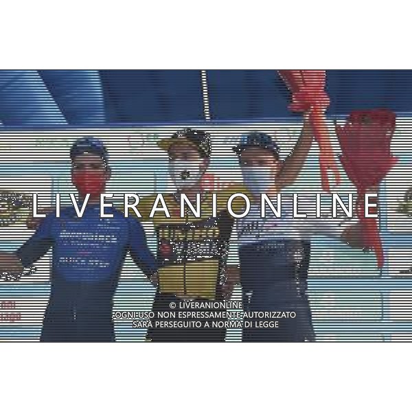 02-10-2021 Giro Dell\'emilia; 2021, Jumbo - Visma; 2021, Deceuninck - Quick Step; 2021, Israel Start Up Nation; Roglic, Primoz; Almeida, Joao; Woods, Michael; Bologna - San Luca; ©SIROTTI/AGENZIA ALDO LIVERANI SAS