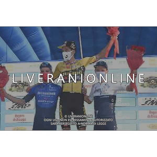 02-10-2021 Giro Dell\'emilia; 2021, Jumbo - Visma; 2021, Deceuninck - Quick Step; 2021, Israel Start Up Nation; Roglic, Primoz; Almeida, Joao; Woods, Michael; Bologna - San Luca; ©SIROTTI/AGENZIA ALDO LIVERANI SAS