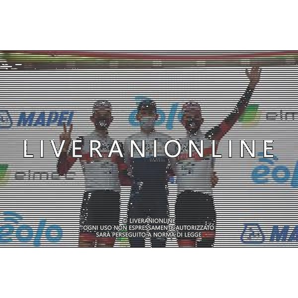 05-10-2021 Tre Valli Varesine; 2021, Israel Start Up Nation; 2021, Uae - Emirates; De Marchi, Alessandro; Formolo, Davide; Pogacar, Tadej; Varese; ©SIROTTI/AGENZIA ALDO LIVERANI SAS