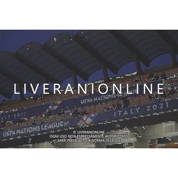 UEFA NATIONS LEAGUE 2021 gara semifinale ITALIA - SPAGNA del 06/10/2021 - nella foto: allestimenti sugli spalti a san siro ©Claudio Zamagni/Agenzia Aldo Liverani s.a.s. during European UEFA Nations League 2021 semifinal soccer match between Italy and Spain at san Siro Stadium in Milan on October 06 2021 photo credit by Claudio Zamagni/Aldo Liverani Photo Agency/AGENZIA ALDO LIVERANI SAS