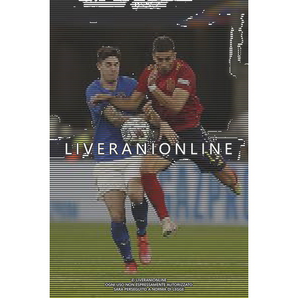 UEFA NATIONS LEAGUE 2021 gara semifinale ITALIA - SPAGNA del 06/10/2021 - nella foto: Alessandro Bastoni (Italy) Ferran Torres (Spain) ©Claudio Zamagni/Agenzia Aldo Liverani s.a.s. during European UEFA Nations League 2021 semifinal soccer match between Italy and Spain at san Siro Stadium in Milan on October 06 2021 photo credit by Claudio Zamagni/Aldo Liverani Photo Agency/AGENZIA ALDO LIVERANI SAS