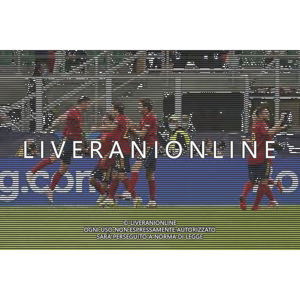 UEFA NATIONS LEAGUE 2021 gara semifinale ITALIA - SPAGNA del 06/10/2021 - nella foto: esultanza spagna dopo il gol di Ferran Torres ©Claudio Zamagni/Agenzia Aldo Liverani s.a.s. during European UEFA Nations League 2021 semifinal soccer match between Italy and Spain at san Siro Stadium in Milan on October 06 2021 photo credit by Claudio Zamagni/Aldo Liverani Photo Agency/AGENZIA ALDO LIVERANI SAS