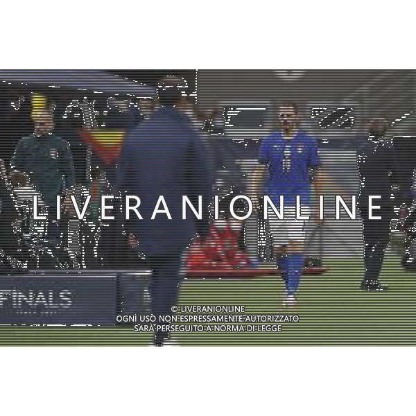 UEFA NATIONS LEAGUE 2021 gara semifinale ITALIA - SPAGNA del 06/10/2021 - nella foto: delusione Leonardo Bonucci (Italy) dopo il cartellino rosso e l\'espulsione ©Claudio Zamagni/Agenzia Aldo Liverani s.a.s. during European UEFA Nations League 2021 semifinal soccer match between Italy and Spain at san Siro Stadium in Milan on October 06 2021 photo credit by Claudio Zamagni/Aldo Liverani Photo Agency/AGENZIA ALDO LIVERANI SAS