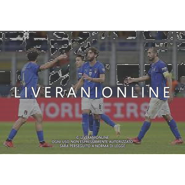 UEFA NATIONS LEAGUE 2021 gara semifinale ITALIA - SPAGNA del 06/10/2021 - nella foto: esultanza Italia dopo il goal di pellegrini ©Claudio Zamagni/Agenzia Aldo Liverani s.a.s. during European UEFA Nations League 2021 semifinal soccer match between Italy and Spain at san Siro Stadium in Milan on October 06 2021 photo credit by Claudio Zamagni/Aldo Liverani Photo Agency/AGENZIA ALDO LIVERANI SAS