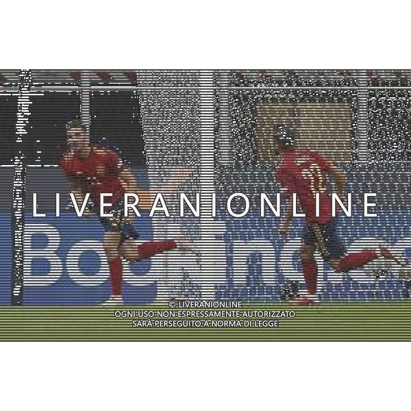 UEFA NATIONS LEAGUE 2021 gara semifinale ITALIA - SPAGNA del 06/10/2021 - nella foto: esultanza Ferran Torres (Spain) ©Claudio Zamagni/Agenzia Aldo Liverani s.a.s. Ferran Torres (Spain) celebrates after scoring a goal during European UEFA Nations League 2021 semifinal soccer match between Italy and Spain at san Siro Stadium in Milan on October 06 2021 photo credit by Claudio Zamagni/Aldo Liverani Photo Agency