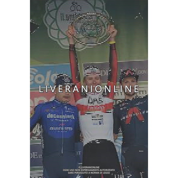 09-10-2021 Giro Di Lombardia; 2021, Uae - Emirates; 2021, Deceuninck - Quick Step; 2021, Ineos Grenadiers; Pogacar, Tadej; Masnada, Fausto; Yates, Adam; Bergamo; ©SIROTTI/AG. ALDO LIVERANI SAS
