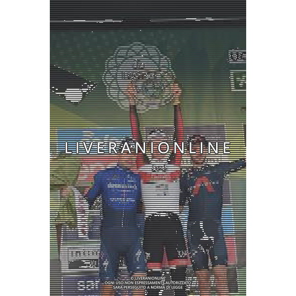 09-10-2021 Giro Di Lombardia; 2021, Uae - Emirates; 2021, Deceuninck - Quick Step; 2021, Ineos Grenadiers; Pogacar, Tadej; Masnada, Fausto; Yates, Adam; Bergamo; ©SIROTTI/AG. ALDO LIVERANI SAS