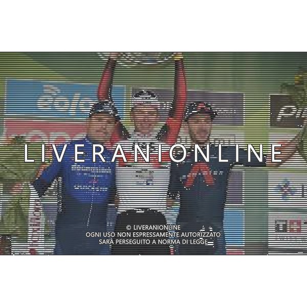 09-10-2021 Giro Di Lombardia; 2021, Uae - Emirates; 2021, Deceuninck - Quick Step; 2021, Ineos Grenadiers; Pogacar, Tadej; Masnada, Fausto; Yates, Adam; Bergamo; ©SIROTTI/AG. ALDO LIVERANI SAS