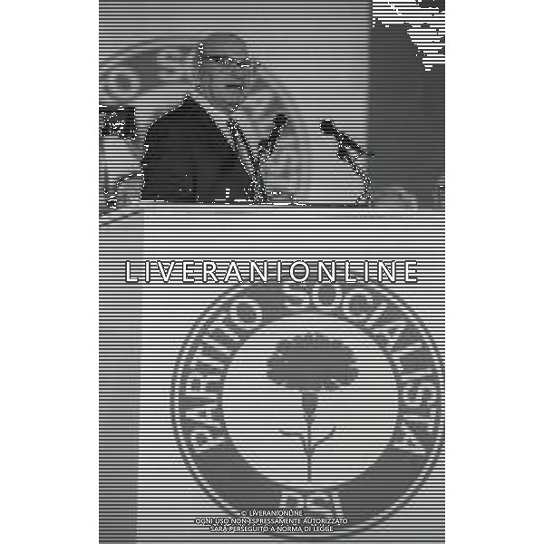 RETROSPETTIVA BETTINO CRAXI POLITICO NELLA FOTO BETTINO CRAXI A MILANO NELL\'ANNO 1989 AL CONGRESSO DEL PSI AG ALDO LIVERANI SAS 