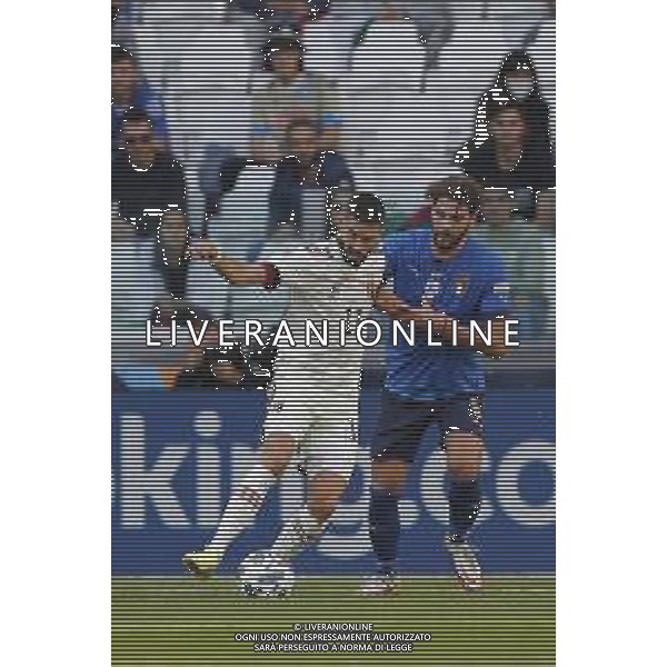 UEFA NATIONS LEAGUE 2021 ITALIA - BELGIO del 10/10/2021 - nella foto: Yannick Carrasco (Belgium) Manuel Locatelli (Italy) ©Claudio Zamagni/Agenzia Aldo Liverani s.a.s. during European UEFA Nations League 2021 soccer match between Italy and Belgium at Juventus Stadium in Turin on October 10 2021 photo credit by Claudio Zamagni/Aldo Liverani Photo Agency