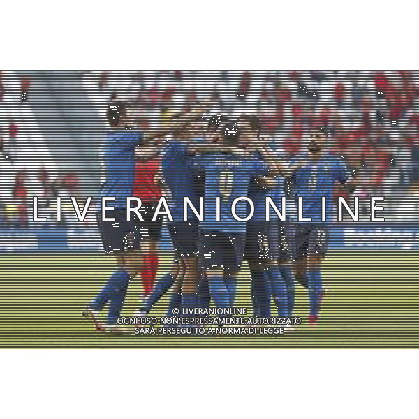 UEFA NATIONS LEAGUE 2021 ITALIA - BELGIO del 10/10/2021 - nella foto: Esultanza italia dopo il goal ©Claudio Zamagni/Agenzia Aldo Liverani s.a.s. during European UEFA Nations League 2021 soccer match between Italy and Belgium at Juventus Stadium in Turin on October 10 2021 photo credit by Claudio Zamagni/Aldo Liverani Photo Agency