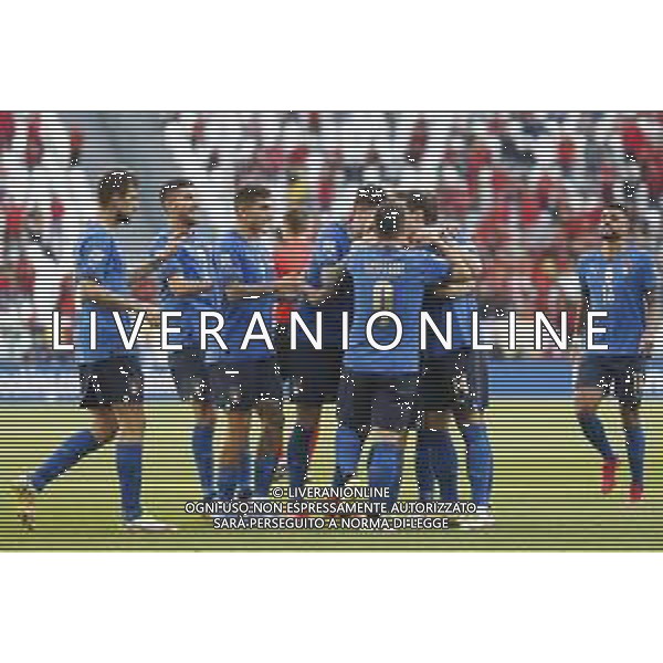 UEFA NATIONS LEAGUE 2021 ITALIA - BELGIO del 10/10/2021 - nella foto: Esultanza italia dopo il goal ©Claudio Zamagni/Agenzia Aldo Liverani s.a.s. during European UEFA Nations League 2021 soccer match between Italy and Belgium at Juventus Stadium in Turin on October 10 2021 photo credit by Claudio Zamagni/Aldo Liverani Photo Agency