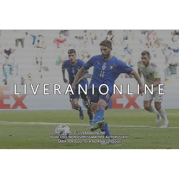 UEFA NATIONS LEAGUE 2021 ITALIA - BELGIO del 10/10/2021 - nella foto: goal Domenico Berardi (Italy) ©Claudio Zamagni/Agenzia Aldo Liverani s.a.s. during European UEFA Nations League 2021 soccer match between Italy and Belgium at Juventus Stadium in Turin on October 10 2021 photo credit by Claudio Zamagni/Aldo Liverani Photo Agency