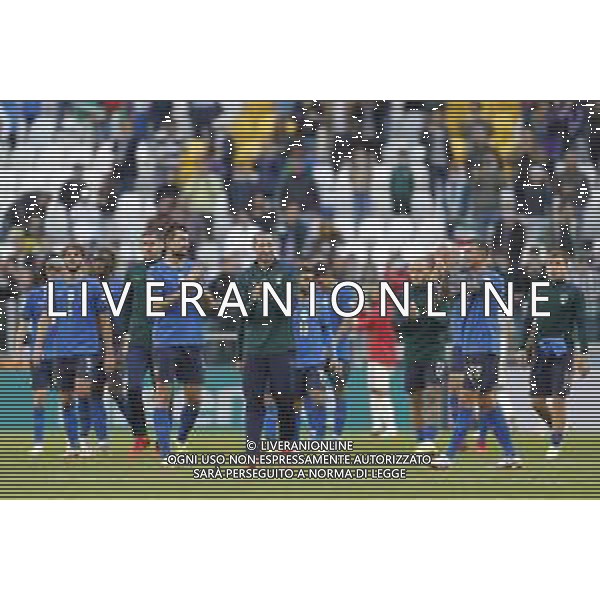 UEFA NATIONS LEAGUE 2021 ITALIA - BELGIO del 10/10/2021 - nella foto: Esultanza finale italia ©Claudio Zamagni/Agenzia Aldo Liverani s.a.s. during European UEFA Nations League 2021 soccer match between Italy and Belgium at Juventus Stadium in Turin on October 10 2021 photo credit by Claudio Zamagni/Aldo Liverani Photo Agency