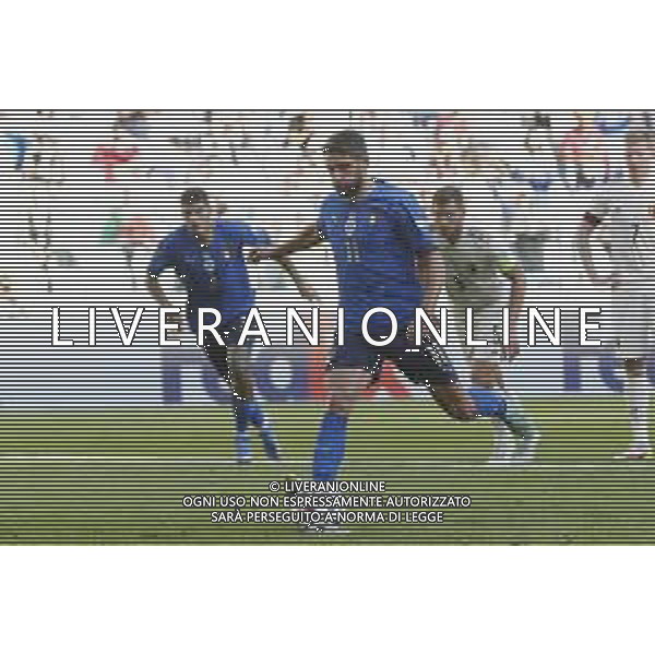 UEFA NATIONS LEAGUE 2021 ITALIA - BELGIO del 10/10/2021 - nella foto: goal Domenico Berardi (Italy) ©Claudio Zamagni/Agenzia Aldo Liverani s.a.s. during European UEFA Nations League 2021 soccer match between Italy and Belgium at Juventus Stadium in Turin on October 10 2021 photo credit by Claudio Zamagni/Aldo Liverani Photo Agency