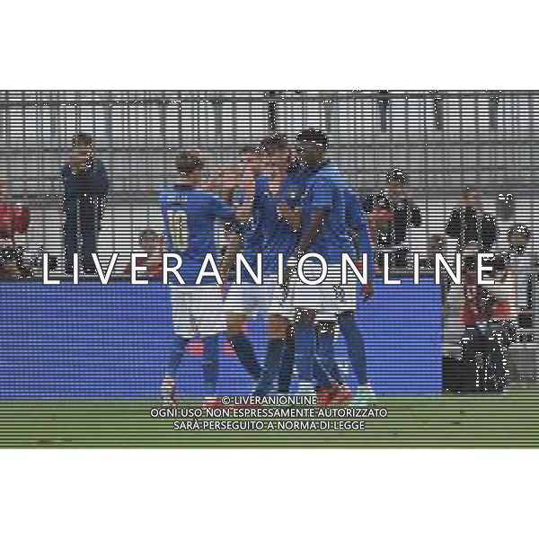 esultanza Italia dopo il gol dell\'1 a 0 Italia vs Svezia Campionato Europeo Under 21 EURO 2023 fase di qualificazione - gruppo F Monza 12-10-2021 Stadio Brianteo foto Roberto Garavaglia/ag. Aldo Liverani sas/AGENZIA ALDO LIVERANI SAS