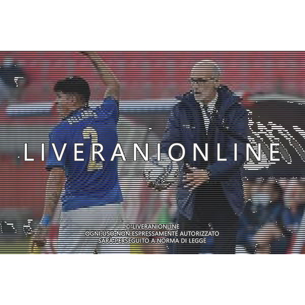 Paolo Nicolato allenatore Italia e sulla SX Raoul Bellanova (Italia) Italia vs Svezia Campionato Europeo Under 21 EURO 2023 fase di qualificazione - gruppo F Monza 12-10-2021 Stadio Brianteo foto Roberto Garavaglia/ag. Aldo Liverani sas/AGENZIA ALDO LIVERANI SAS