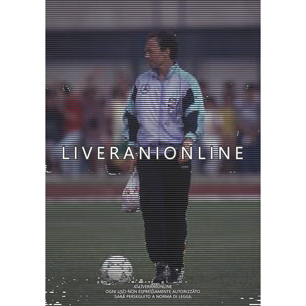 RETROSPETTIVA FRANZ BECKENBAUER CALCIATORE NELLA FOTO FRANZ BECKENBAUER ALLENATORE NAZIONALE GERMANIA OVEST NELL\'ANNO 1990 AI MONDIALI DI ITALIA 90 AG ALDO LIVERANI SAS