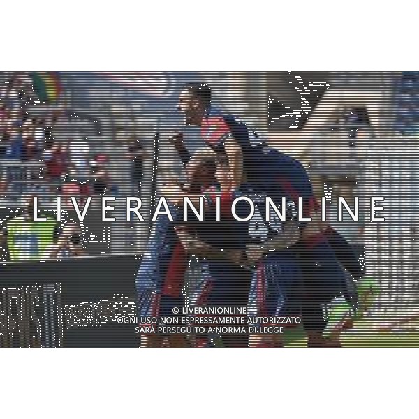 17-10-2021. Cagliari Calcio - U.C. Sampdoria. 8° giornata Serie A calcio 2021-2022. Italia, Sardegna, Cagliari, Stadio Unipol Domus. Salvatore Moi/Aldo Liverani s.a.s. Nella foto: esultanza dopo il gol di Joao Pedro Cagliari ©MOI/AGENZIA ALDO LIVERANI SAS