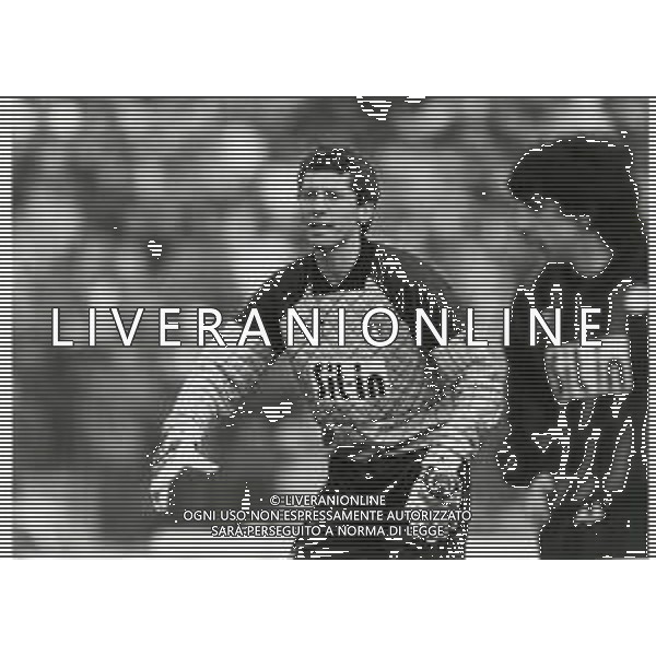 RETROSPETTIVA FABRIZIO FERRON CALCIATORE NELLA FOTO FABRIZIO FERRON CON LA MAGLIA DELL\'ATALANTA CALCIO AG ALDO LIVERANI SAS
