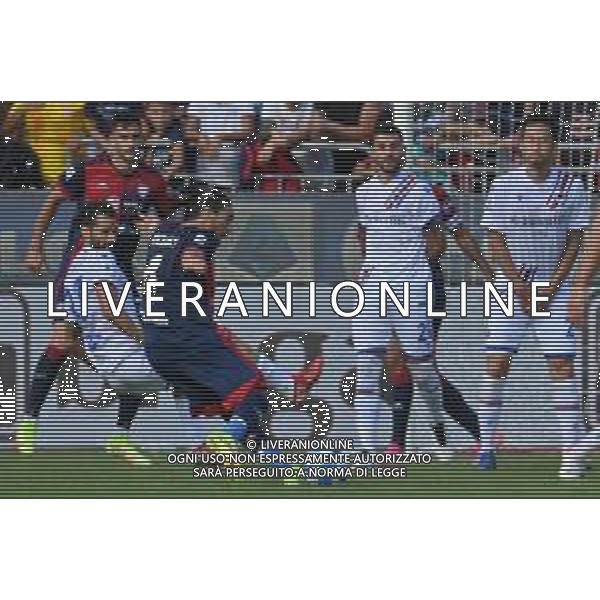 17-10-2021. Cagliari Calcio - U.C. Sampdoria. 8° giornata Serie A calcio 2021-2022. Italia, Sardegna, Cagliari, Stadio Unipol Domus. Salvatore Moi/Aldo Liverani s.a.s. Nella foto: il gol di Martin Caceres Cagliari ©MOI/AGENZIA ALDO LIVERANI SAS