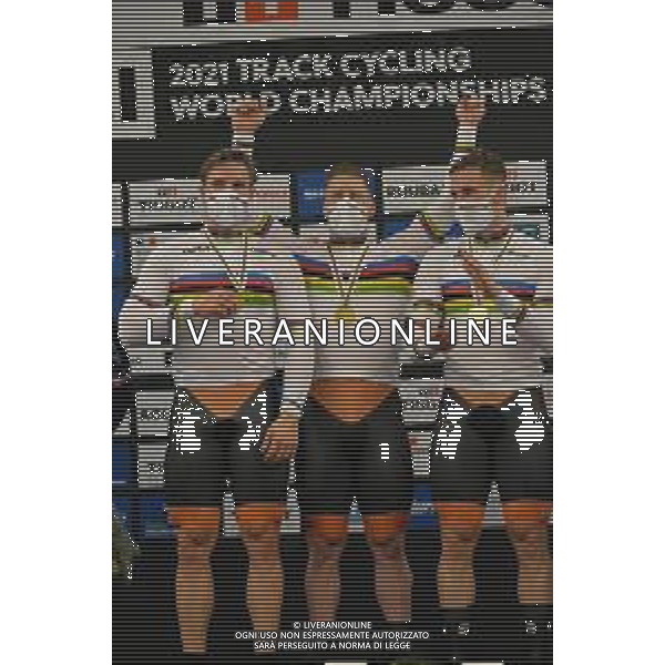 20-10-2021 World Championships Elite Track; Giornata 01; 2021, Olanda; Van Den Berg, Roy; Lavreysen, Harrie; Hoogland, Jeffrey; Roubaix; ©SIROTTI/AGENZIA ALDO LIVERANI SAS