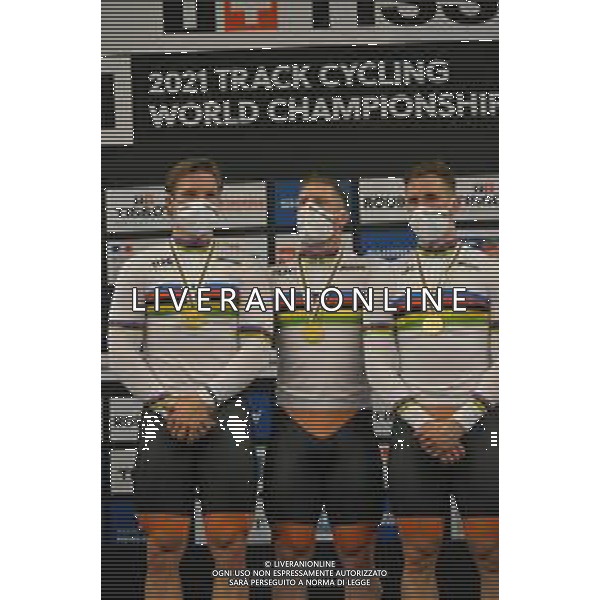 20-10-2021 World Championships Elite Track; Giornata 01; 2021, Olanda; Van Den Berg, Roy; Lavreysen, Harrie; Hoogland, Jeffrey; Roubaix; ©SIROTTI/AGENZIA ALDO LIVERANI SAS