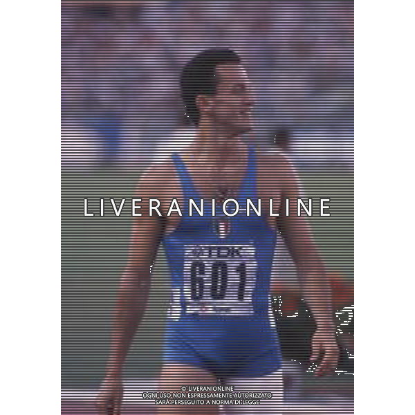 RETROSPETTIVA PIER FRANCESCO PAVONI ATLETICA NELLA FOTO PIER FRANCESCO PAVONI AI MONDIALI DI ATLETICA A ROMA NELL\'ANNO 1987 AG ALDO LIVERANI SAS 
