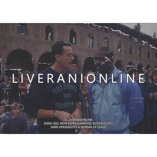 RETROSPETTIVA PIER FRANCESCO PAVONI ATLETICA NELLA FOTO PIER FRANCESCO PAVONI CON BEN JOHNSSON A VIGEVANO NELL\'ANNO 1987 AG ALDO LIVERANI SAS  