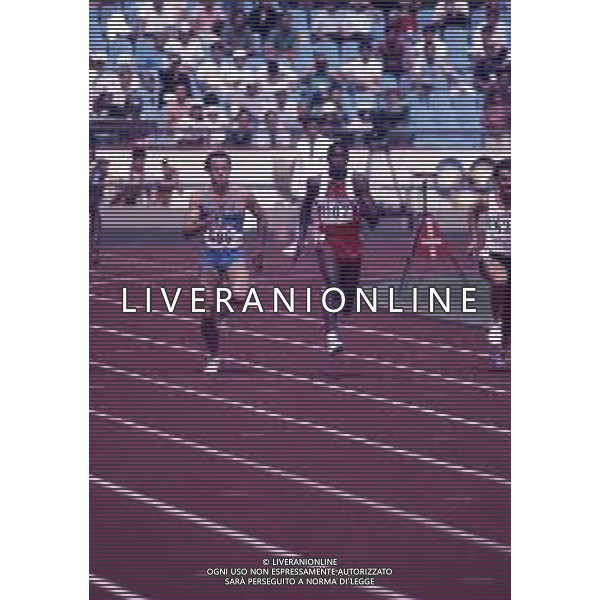 RETROSPETTIVA PIER FRANCESCOPAVONI ATLETICA NELLA FOTO PIER FRANCESCO PAVONI E CARL LEWIS NELL\'ANNO 1988 OLIMPIADI DI SEUL AG ALDO LIVERANI SAS