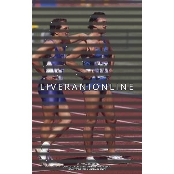 RETROSPETTIVA PIER FRANCESCOPAVONI ATLETICA NELLA FOTO PIER FRANCESCO PAVONI CON STEFANO TILLI NELL\'ANNO 1988 OLIMPIADI DI SEUL AG ALDO LIVERANI SAS   