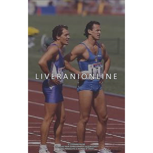 RETROSPETTIVA PIER FRANCESCOPAVONI ATLETICA NELLA FOTO PIER FRANCESCO PAVONI CON STEFANO TILLI NELL\'ANNO 1988 OLIMPIADI DI SEUL AG ALDO LIVERANI SAS