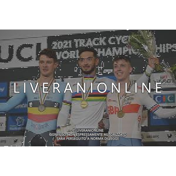 21-10-2021 World Championships Elite Track; Giornata 02; 2021, France; 2021, Belgium; 2021, Great Britain; Grondin, Donavan; Dens, Tuur; Britton Rhys; Roubaix; ©SIROTTI/AGENZIA ALDO LIVERANI SAS
